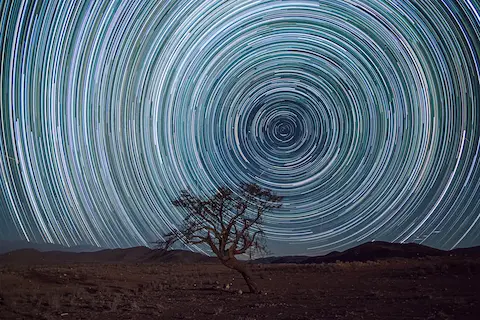 The south celestial pole photographed over three hours.